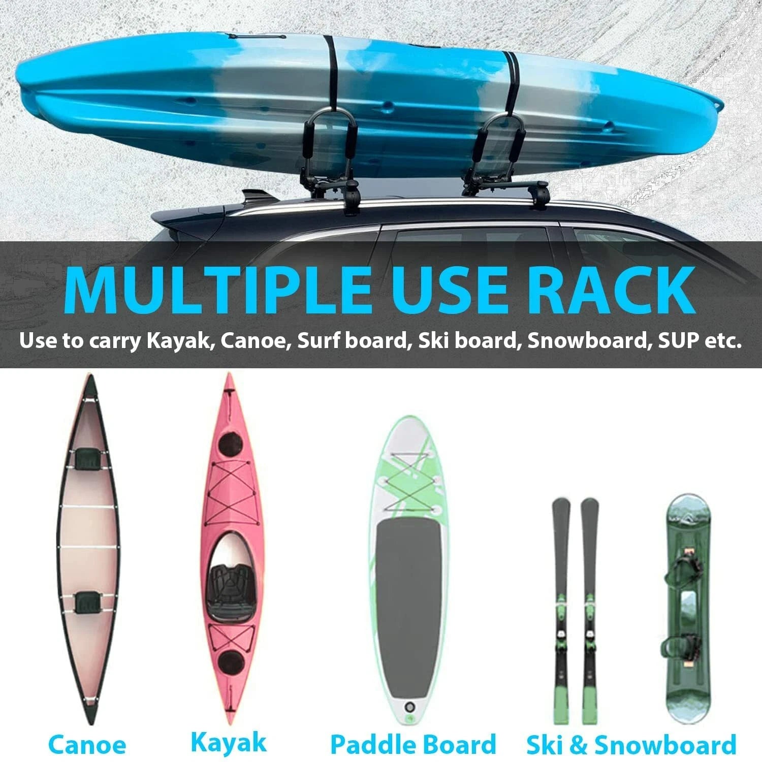 Set of 2 Kayak Roof Racks for SUV Truck Top Mount Carrier