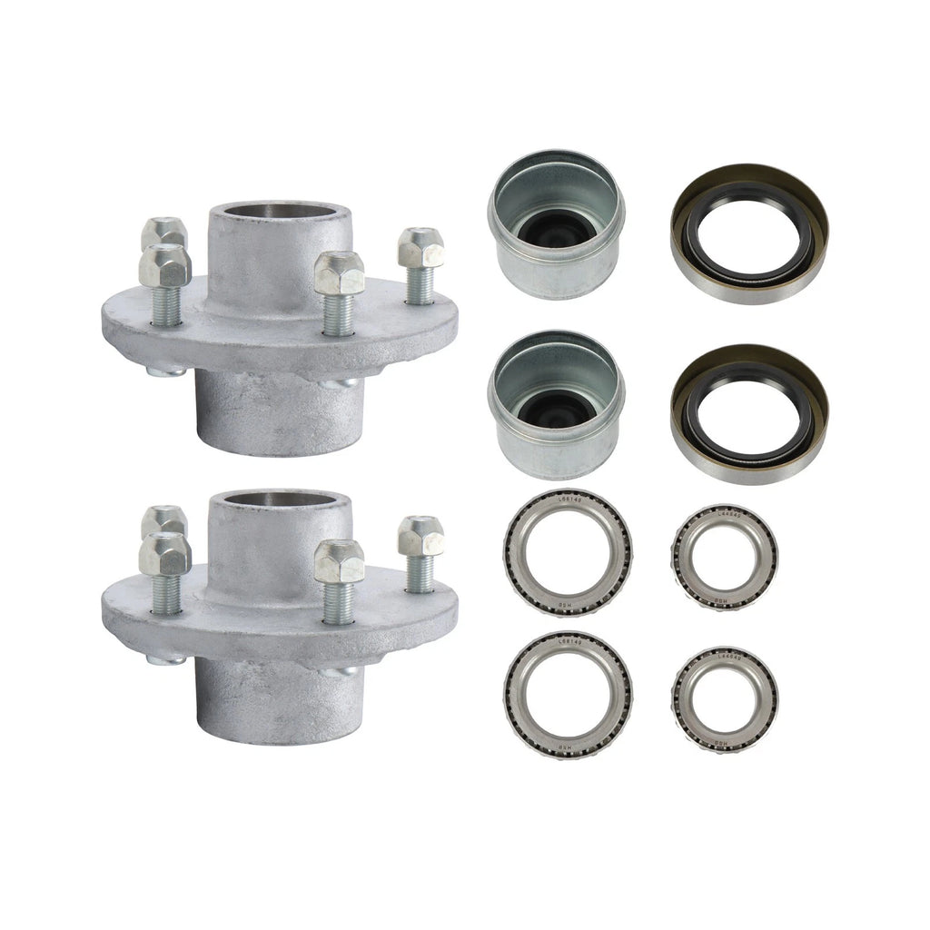 Set of 2 Galvanized Trailer Hub Kits for 3500 lbs Axle (5 on 5)