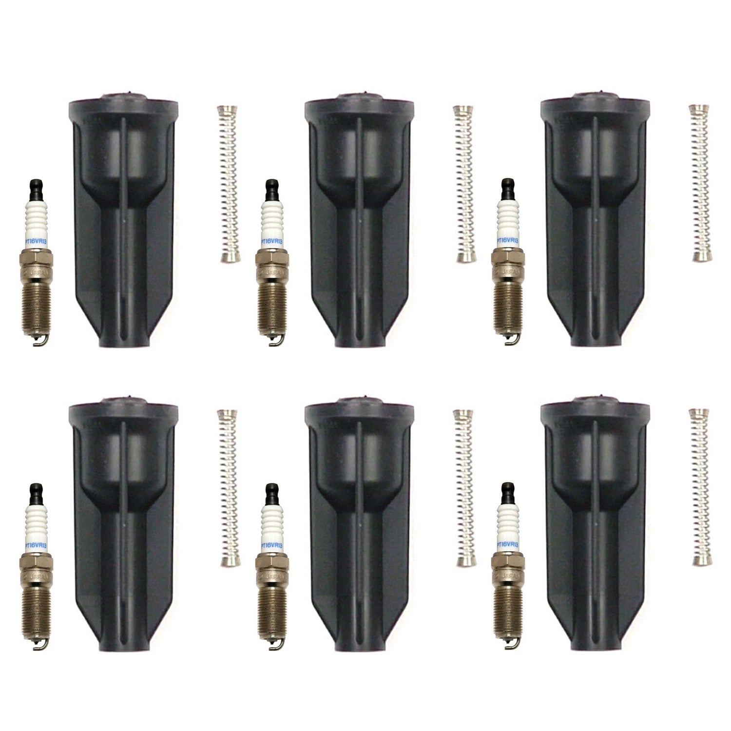Denso 6 Double Platinum Spark Plugs & Coil Boots Kit for Buick Rainier (2004–2007)