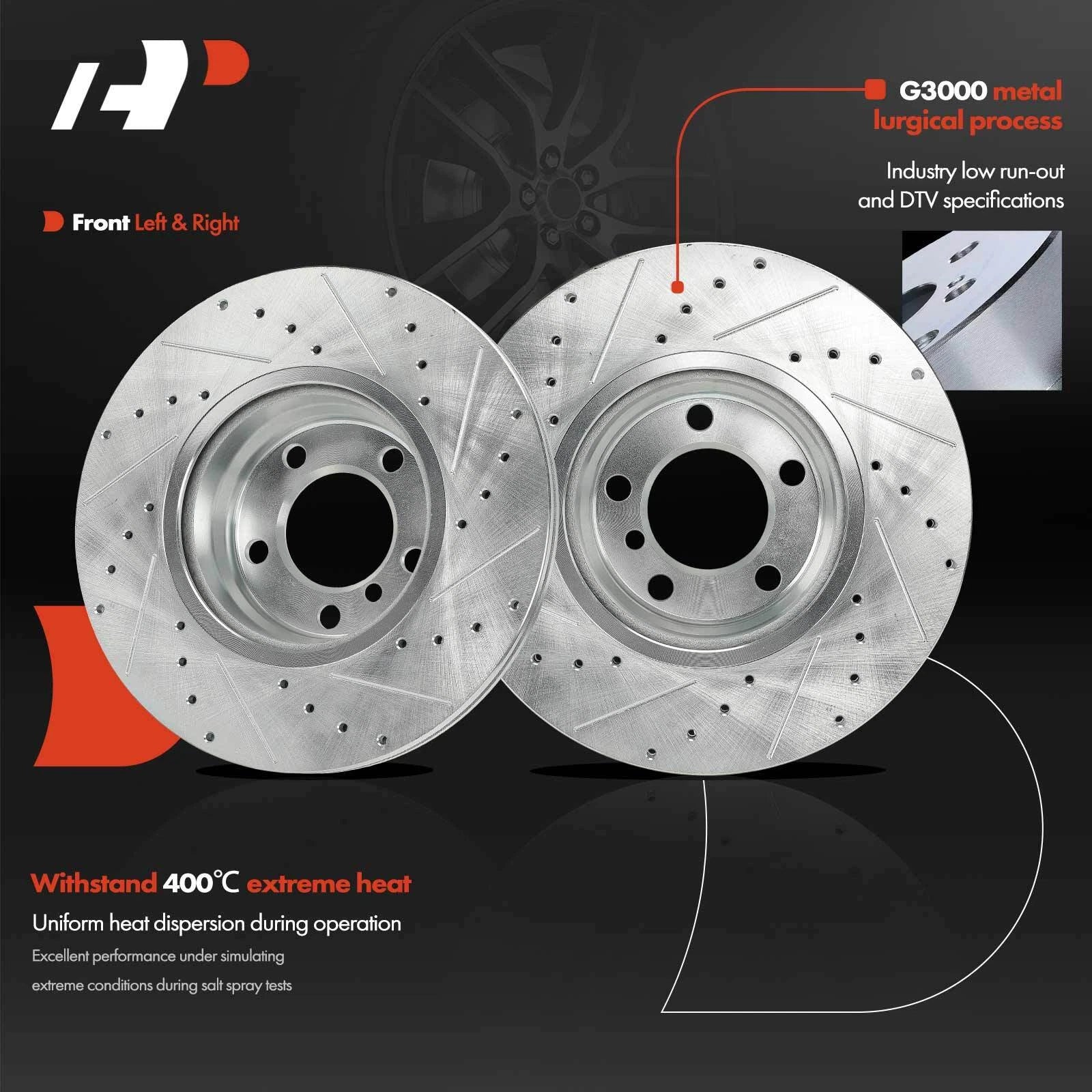 Set of 6 Drilled Brake Rotors & Pads for BMW 328i xDrive