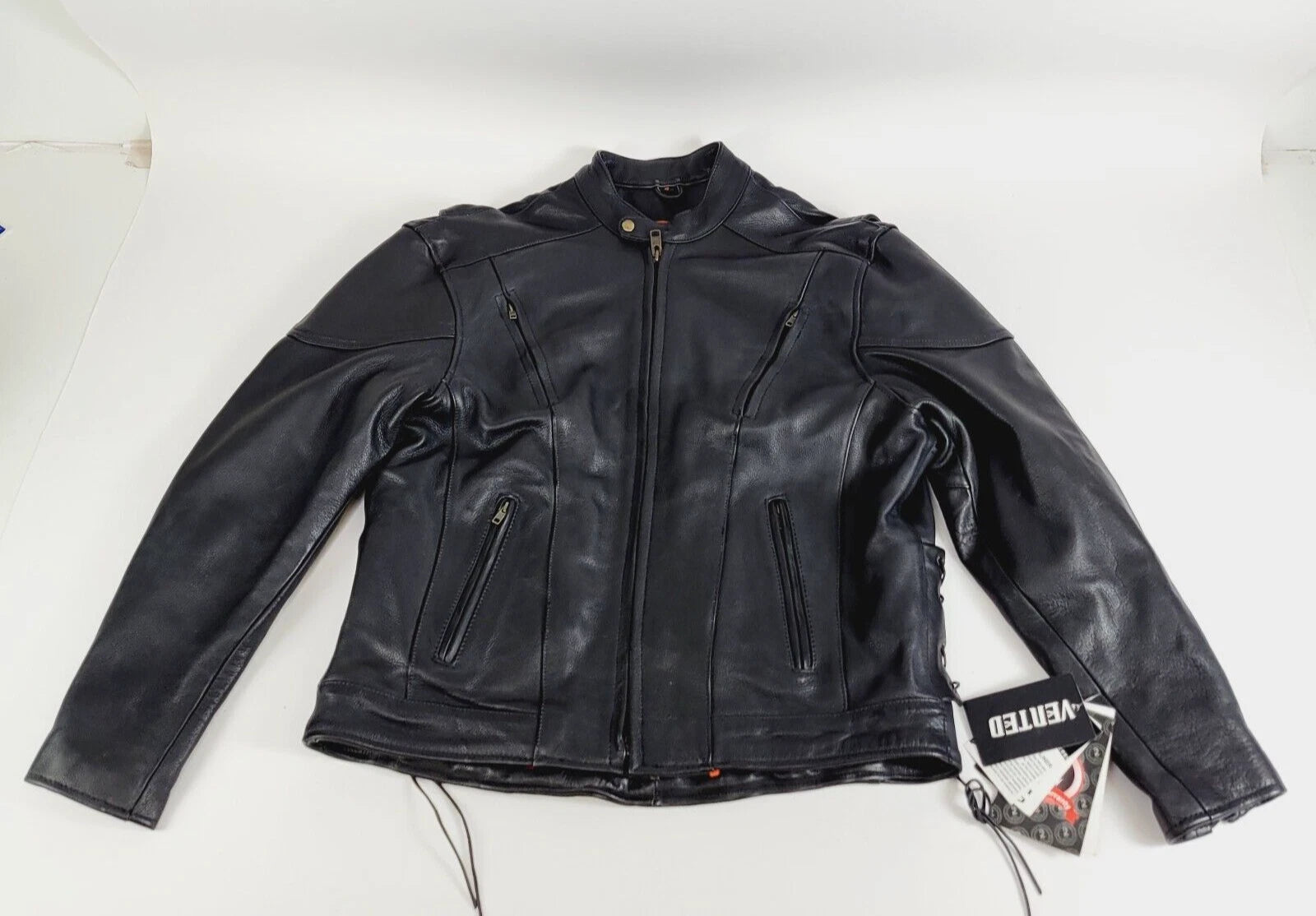 Leather Motorcycle Jacket for Men - Black, Size 50