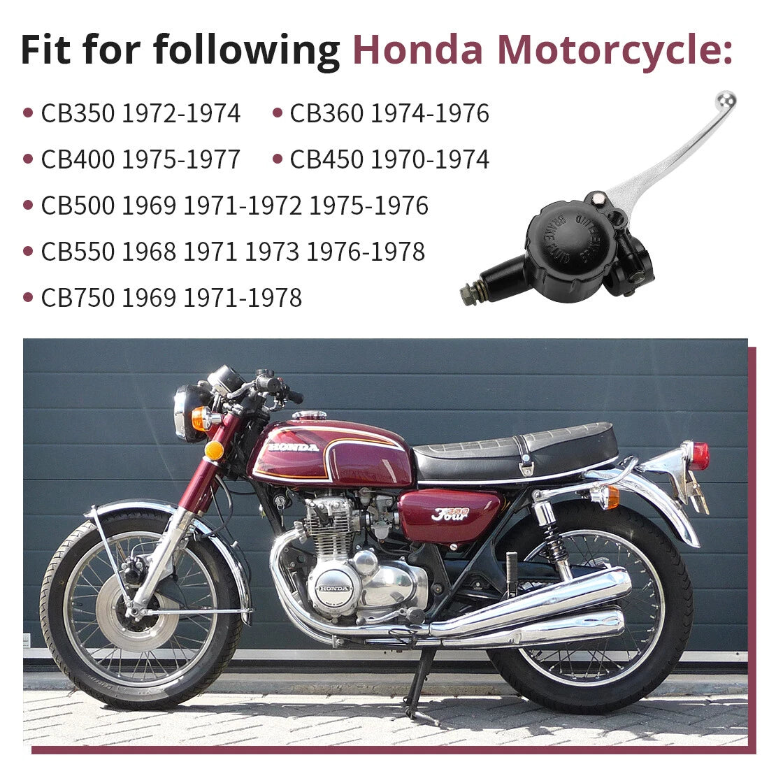 Front Brake Master Cylinder 9/16 Bore for Honda CB300 CB360 CB450 CB500 CB550 CB750 (1973–1978)