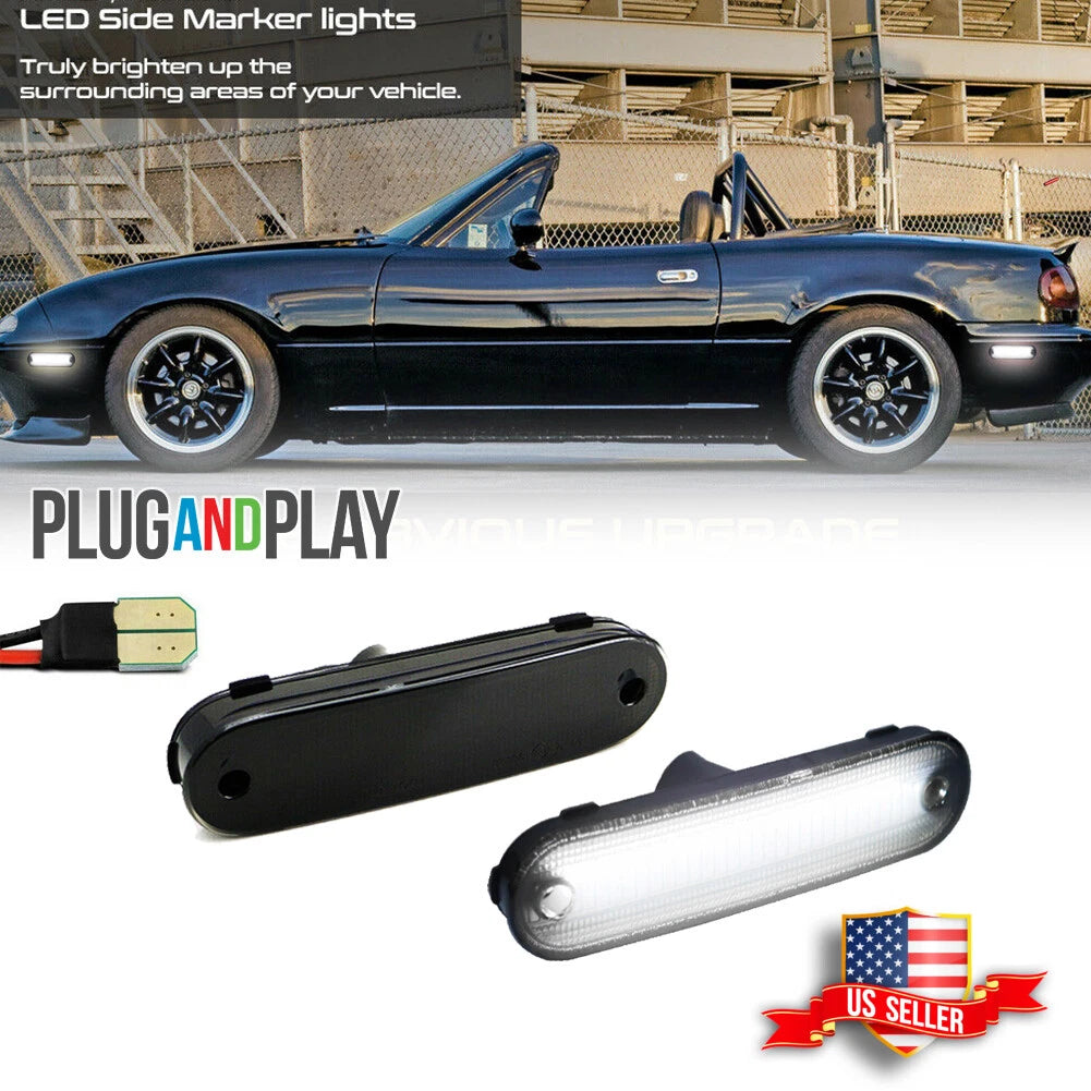 2X Smoke LED Side Marker Lights for Mazda MX-5 Miata (1990–2005)