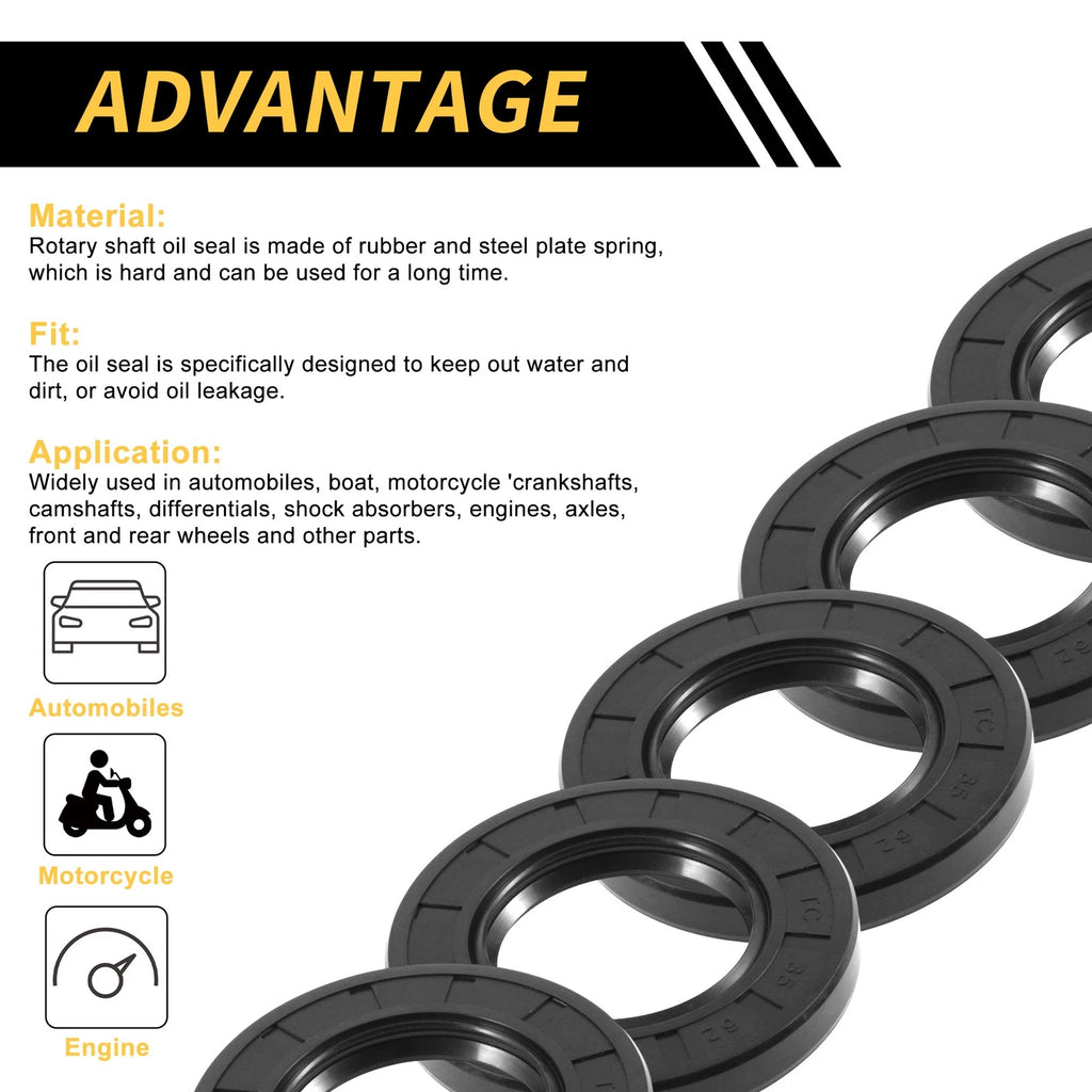 Set of 5 Oil Seal Rotary Shaft Seal NBR Rubber 35x62x8mm