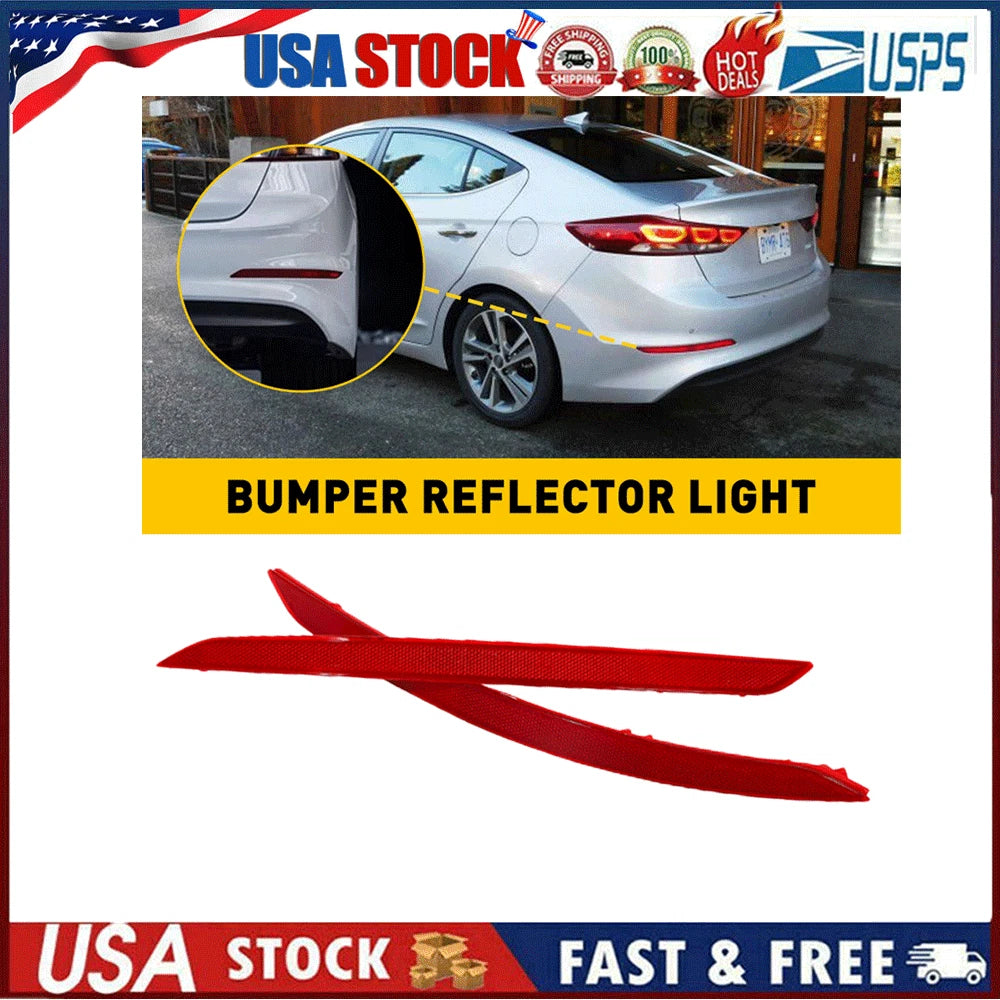 Set of 2 Rear Bumper Reflector Lights for Hyundai Elantra (2017â2018)