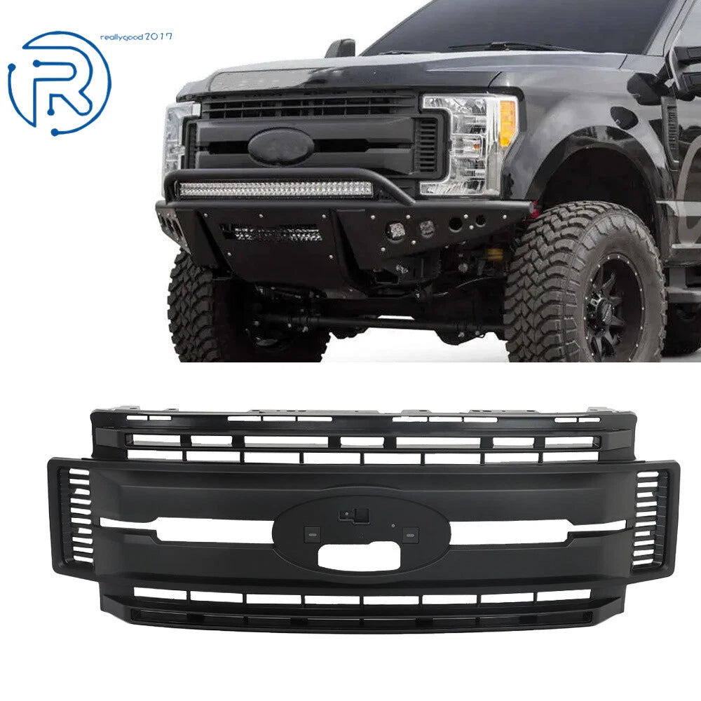 Front Upper Bumper Grille for Ford F250 F350 Super Duty (2017–2019) Matte Black