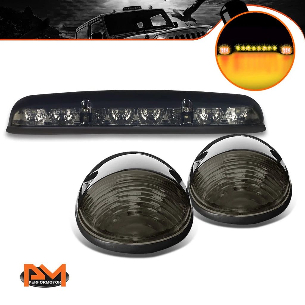 3Pcs Cab Roof Running Light Smoked Yellow LED for Silverado/Sierra (2002–2007)