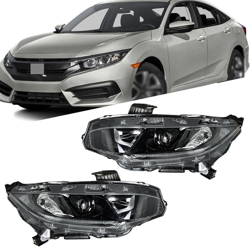 Projector Headlights Set for Honda Civic (2016–2021) Black