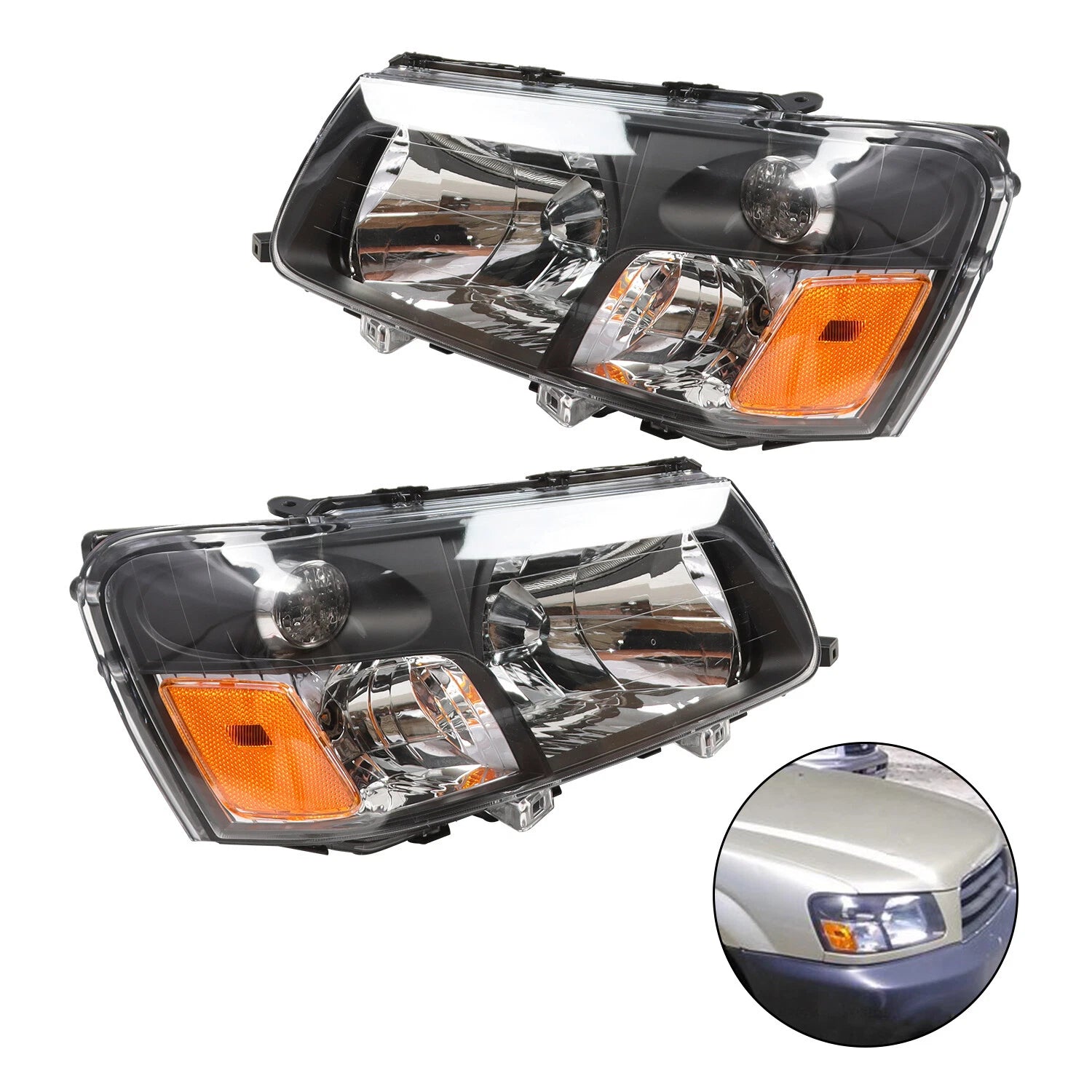 Set of 2 Headlights for Subaru Forester (2003–2004)