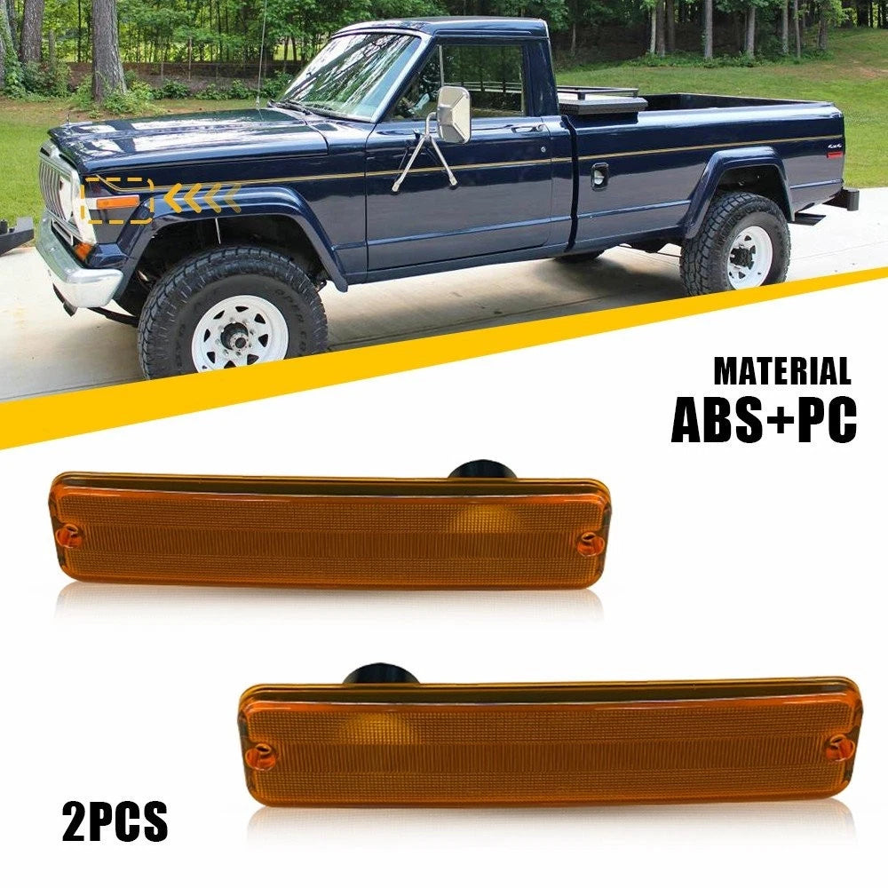 2Pcs Front Side Marker Light Housing Amber for Jeep Scrambler CJ8 (1981–1986)