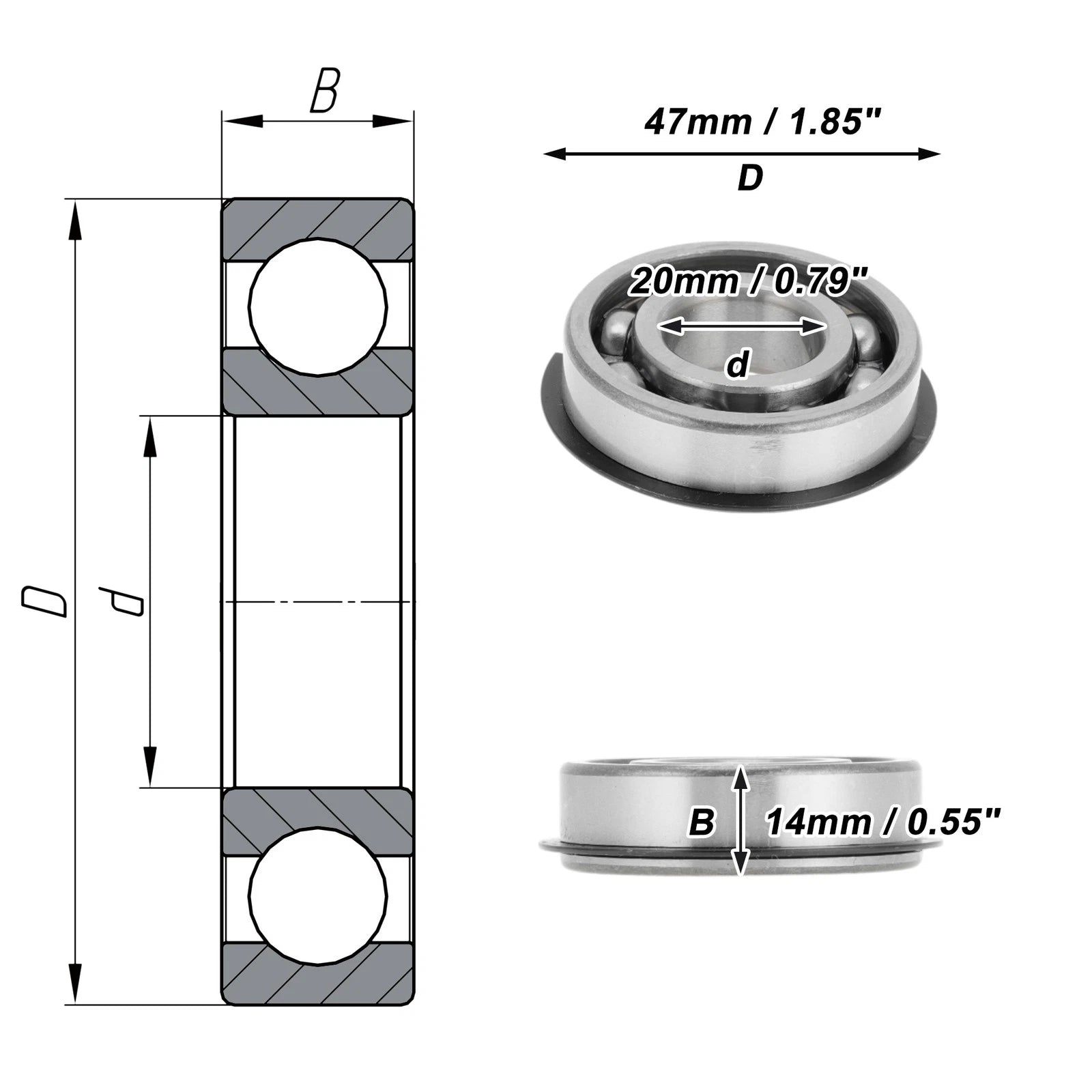 6204NR Deep Groove Ball Bearing for Scooter Skateboard Wheel (P5)