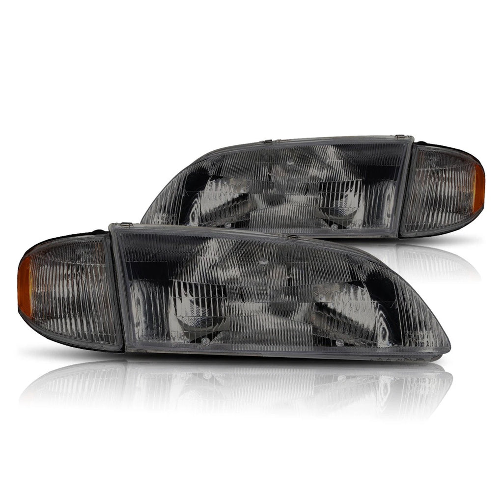 Direct Replacement Headlight for Mazda 626 (1998–1999) Smoked Housing Amber Side