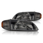 Direct Replacement Headlight for Mazda 626 (1998–1999) Smoked Housing Amber Side