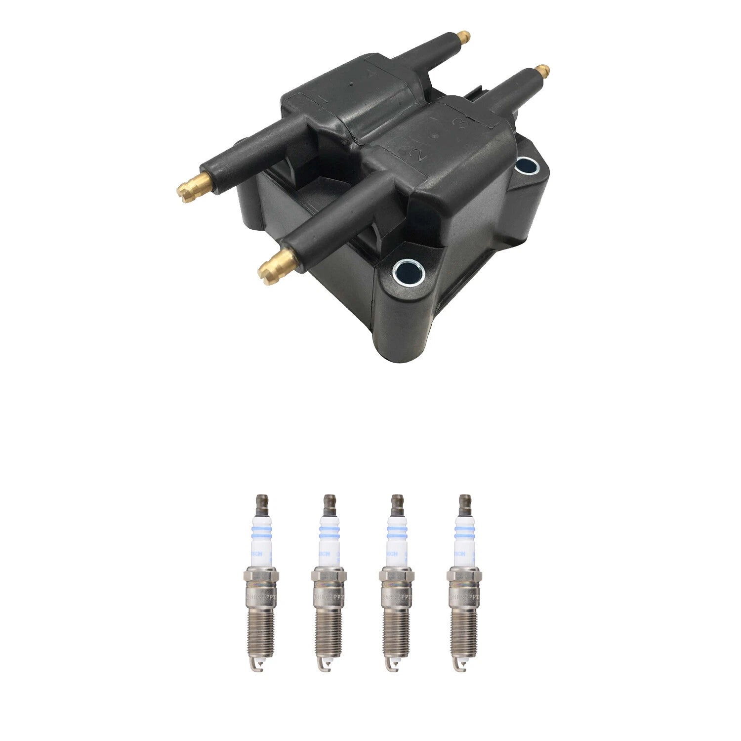 Set of 4 Hitachi Ignition Coils & Bosch Platinum Spark Plugs for PT Cruiser, Stratus (2001–2010)