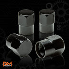 Set of 4 Black Aluminum Tire Stem Caps for Universal Vehicles