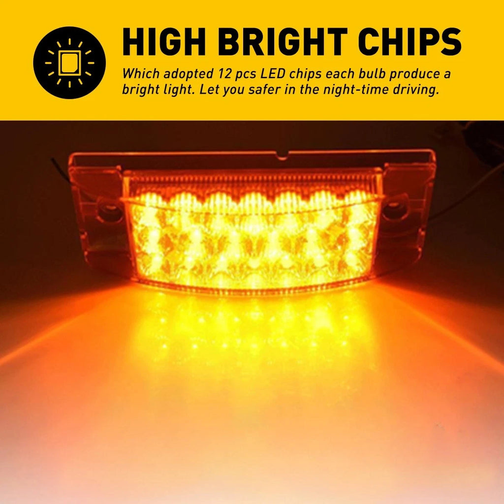 2X 6" Amber 21-LED Clearance Side Marker Lights for Truck Trailer
