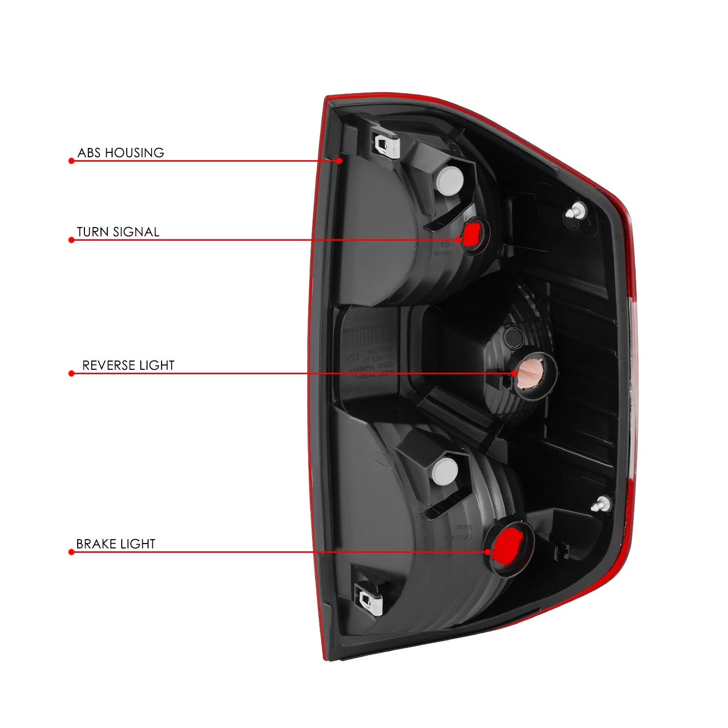 Driver Left Chrome Housing Red Lens Tail Brake Light for Toyota Tundra (2014–2021)