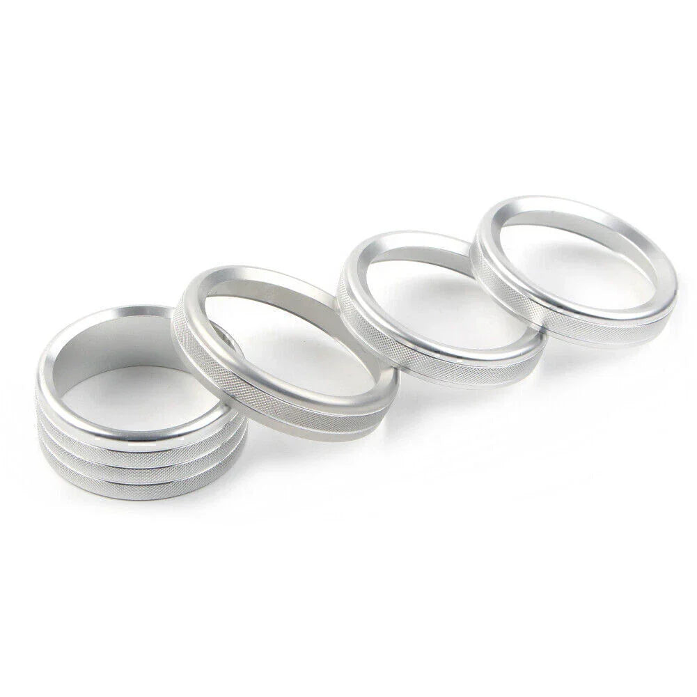 4 x Silver Air Conditioner Knob Ring Covers for Jeep Wrangler JL (2018-2020)