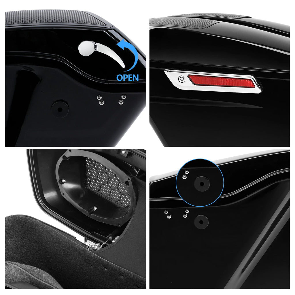 4" Extended Hard Saddlebag Speaker Lids for Harley Electra Road Glide (1993–2013)