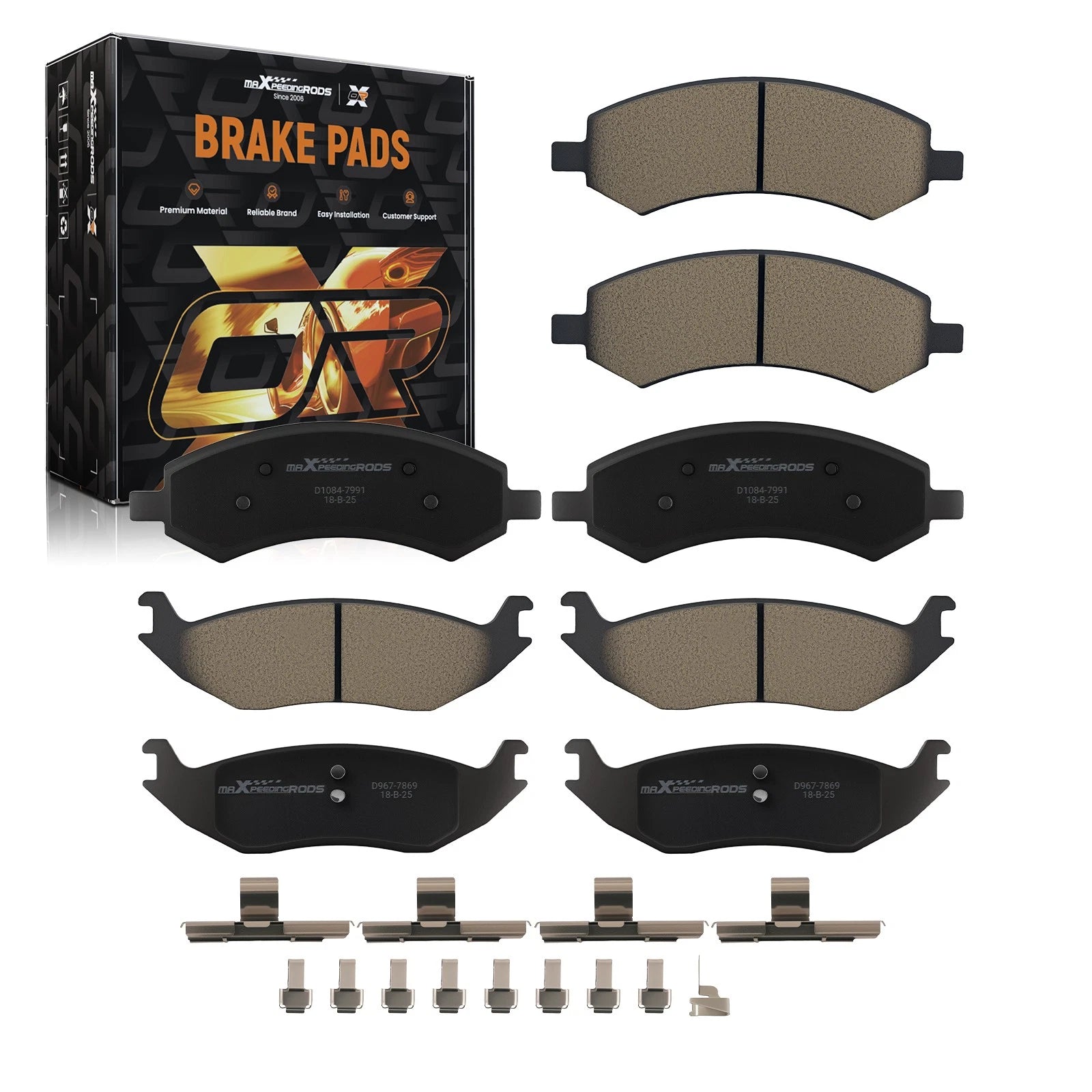 Front and Rear Ceramic Brake Pads for Dodge Ram 1500 (2006–2010)