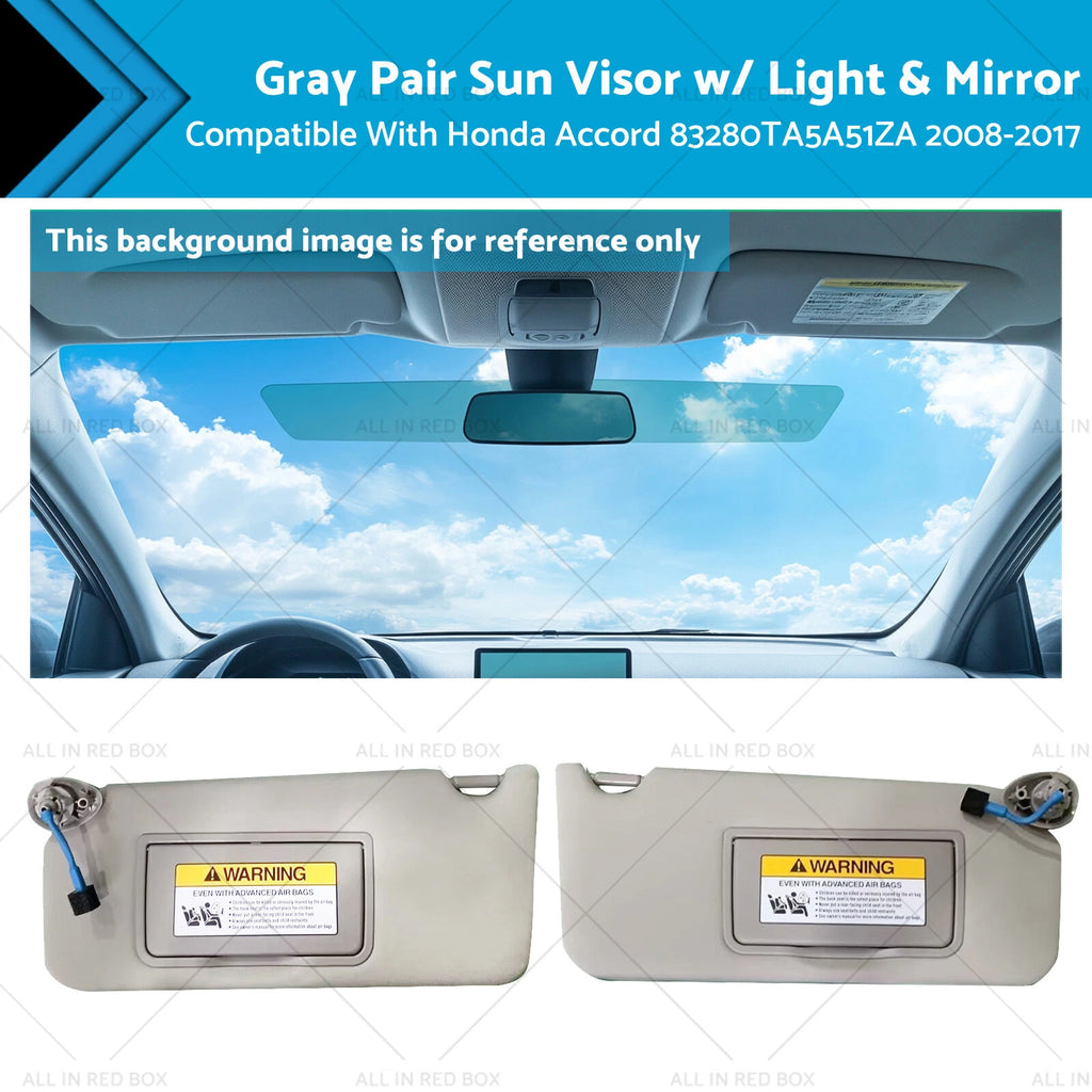 Pair Sun Visors w/ Light & Mirror for Honda Accord (2008–2017) 83280TA5A51ZA