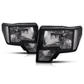 Set of 2 Black Housing Headlight Clear Side Corner Lamps for Ford F150 (2009–2014)