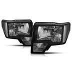 Set of 2 Black Housing Headlight Clear Side Corner Lamps for Ford F150 (2009–2014)