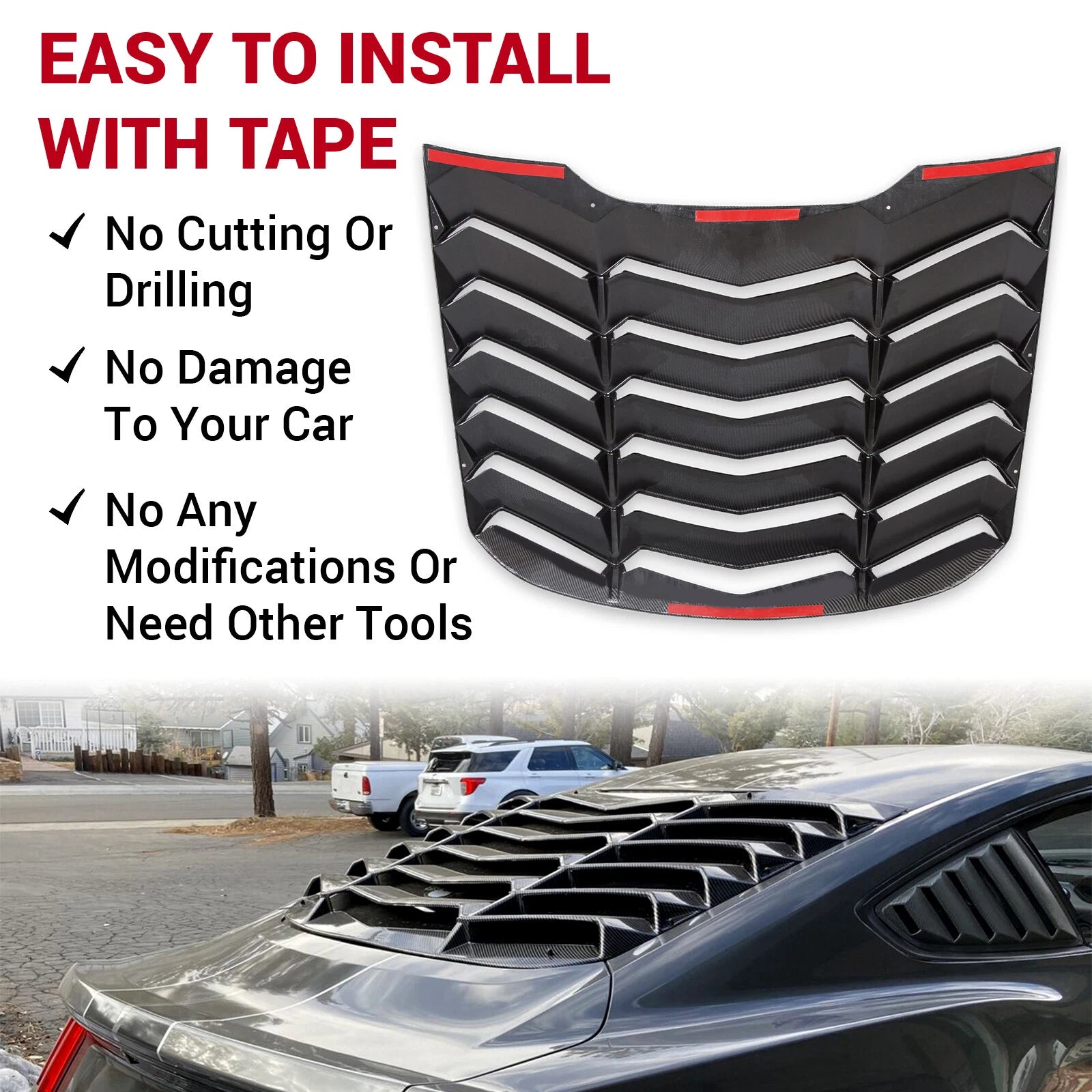 Carbon Fiber Window Louver Cover for Ford Mustang (2015–2023)