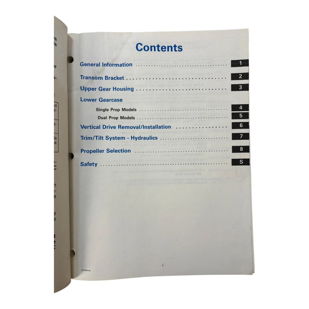 OMC Stern Drives Vertical Drive/Transom Bracket Service Manual 507281 (1996)