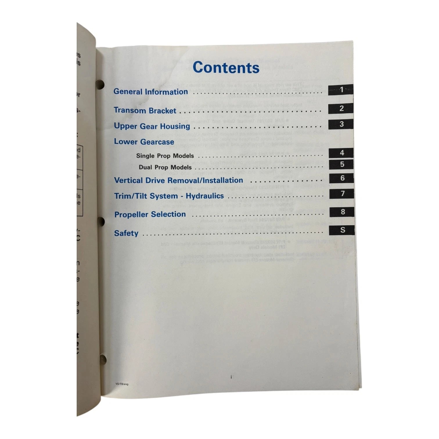 OMC Stern Drives Vertical Drive/Transom Bracket Service Manual 507281 (1996)