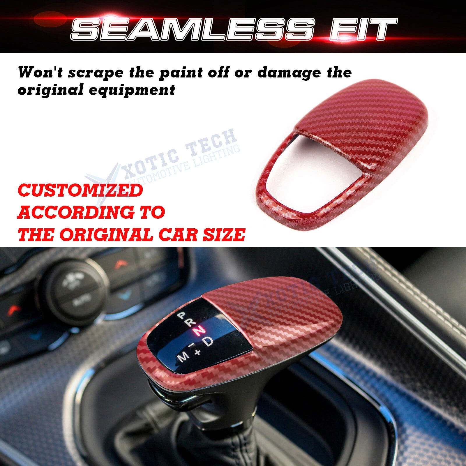 Gear Shift Lever Knob Cover for Dodge Challenger Charger (2015-Up)