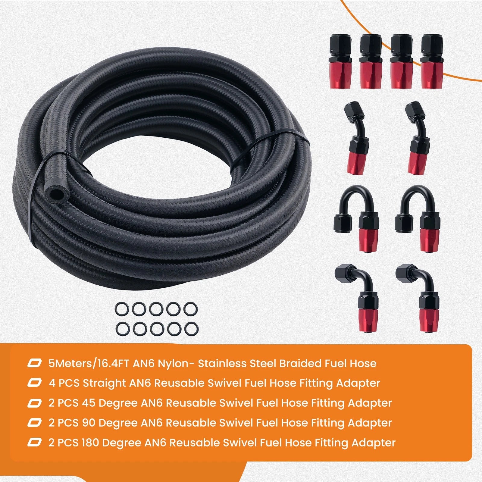 16ft Braided Fuel Line Hose Kit for Make Model