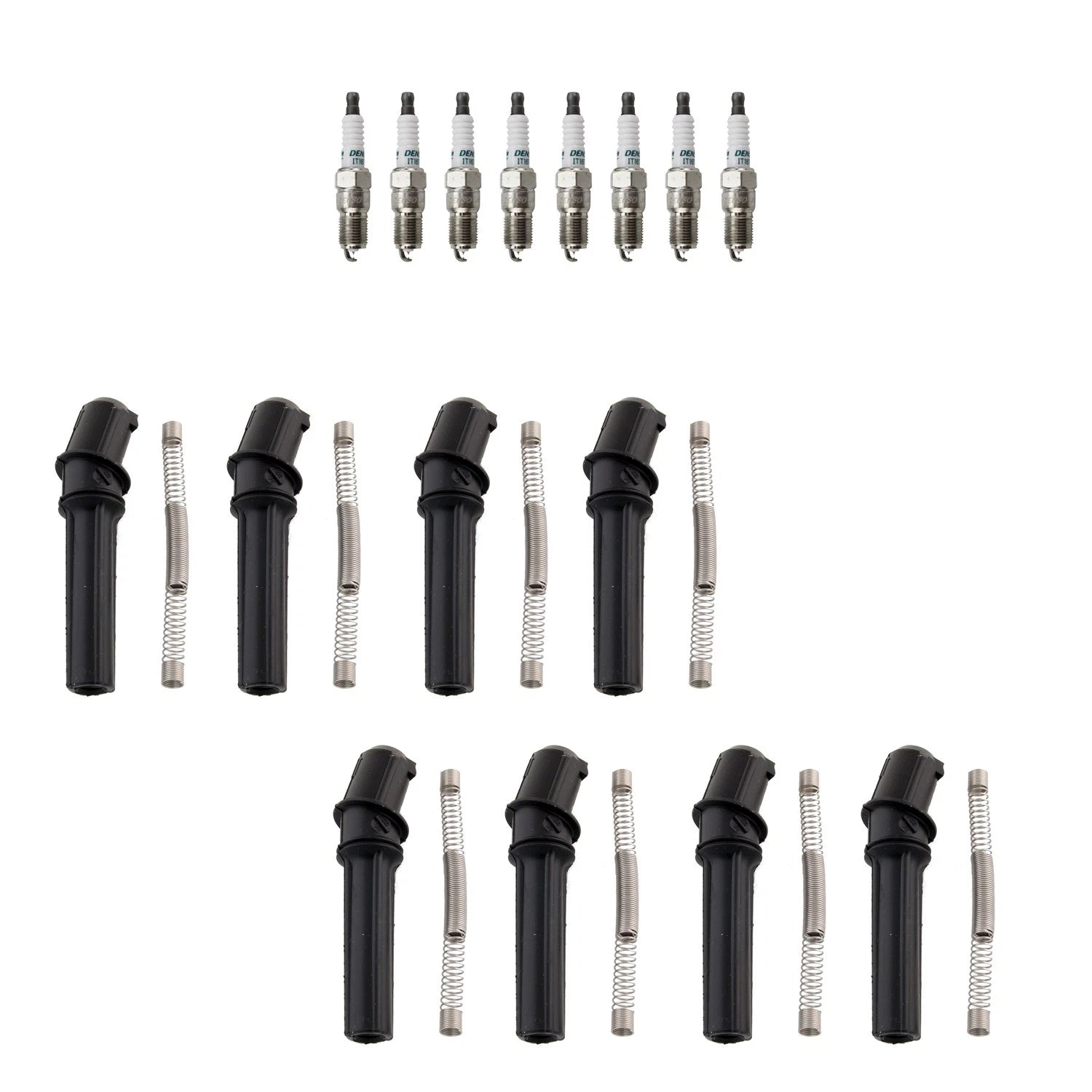 Set of 8 Denso Iridium Spark Plugs & NGK Coil Boots for F-150 Heritage (2004–2004)