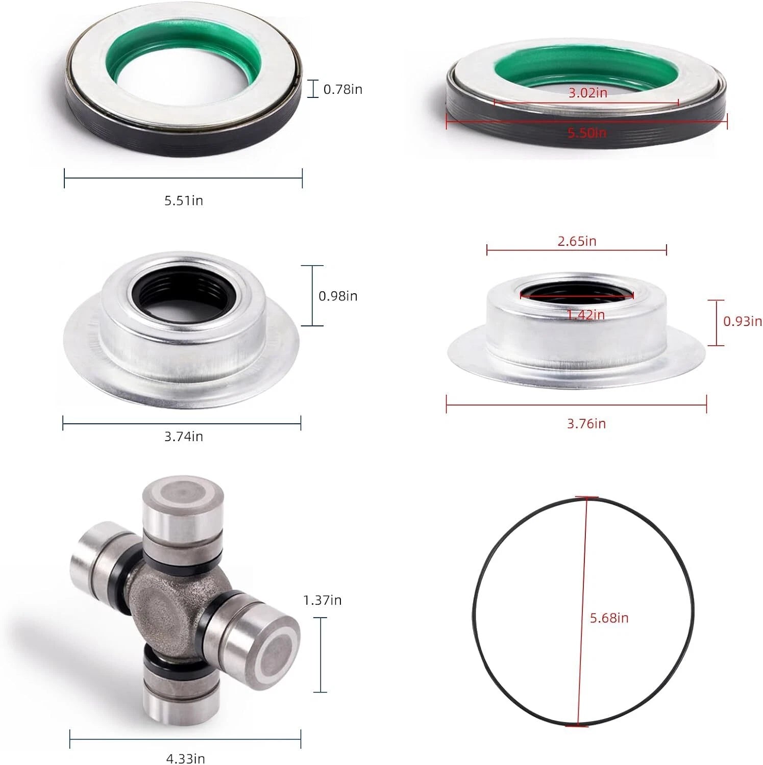 Front Axle Seal & Greaseable U Joint Kit for Ford F250 F350 Super Duty (2005–2014)