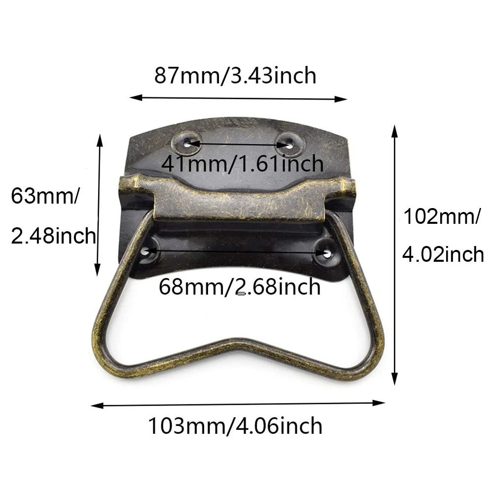 2Pcs Vintage Rectangle Handle Knob Hardware for Cabinet Jewelry Box
