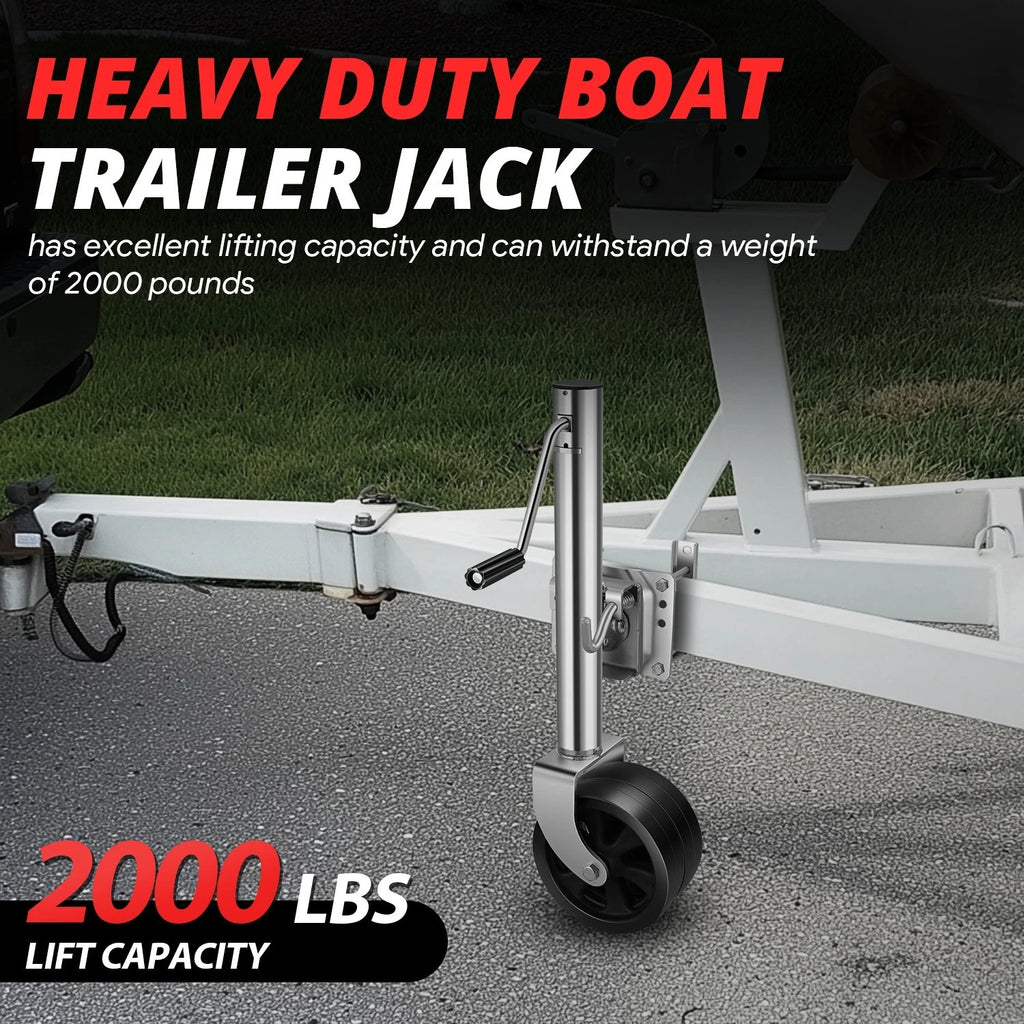 Side Mount Trailer Jack w/Wheel for Universal Use (2000 lbs, 26-37 in)