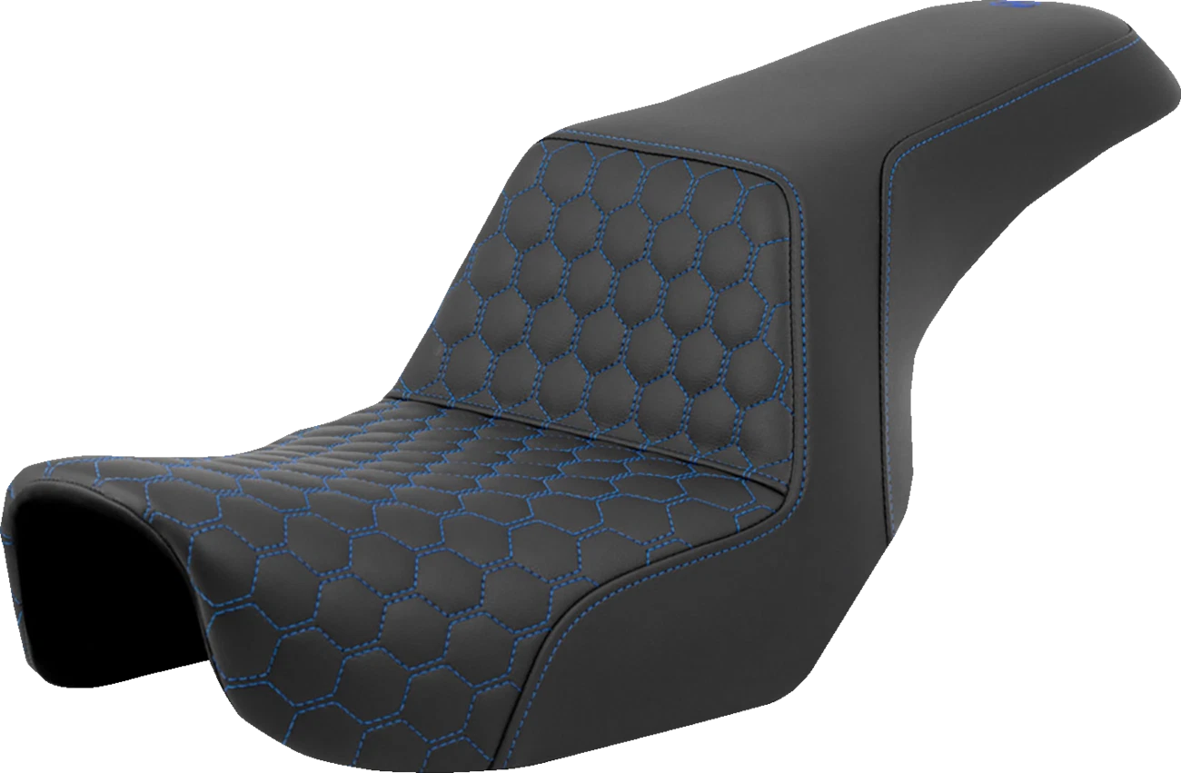 SADDLEMEN Step-Up Seat for Dyna (2006–2017) 806-04-17701, Honeycomb, Blue Stitching