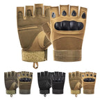 Tactical Fingerless Gloves with Knuckle Protection for Military Training