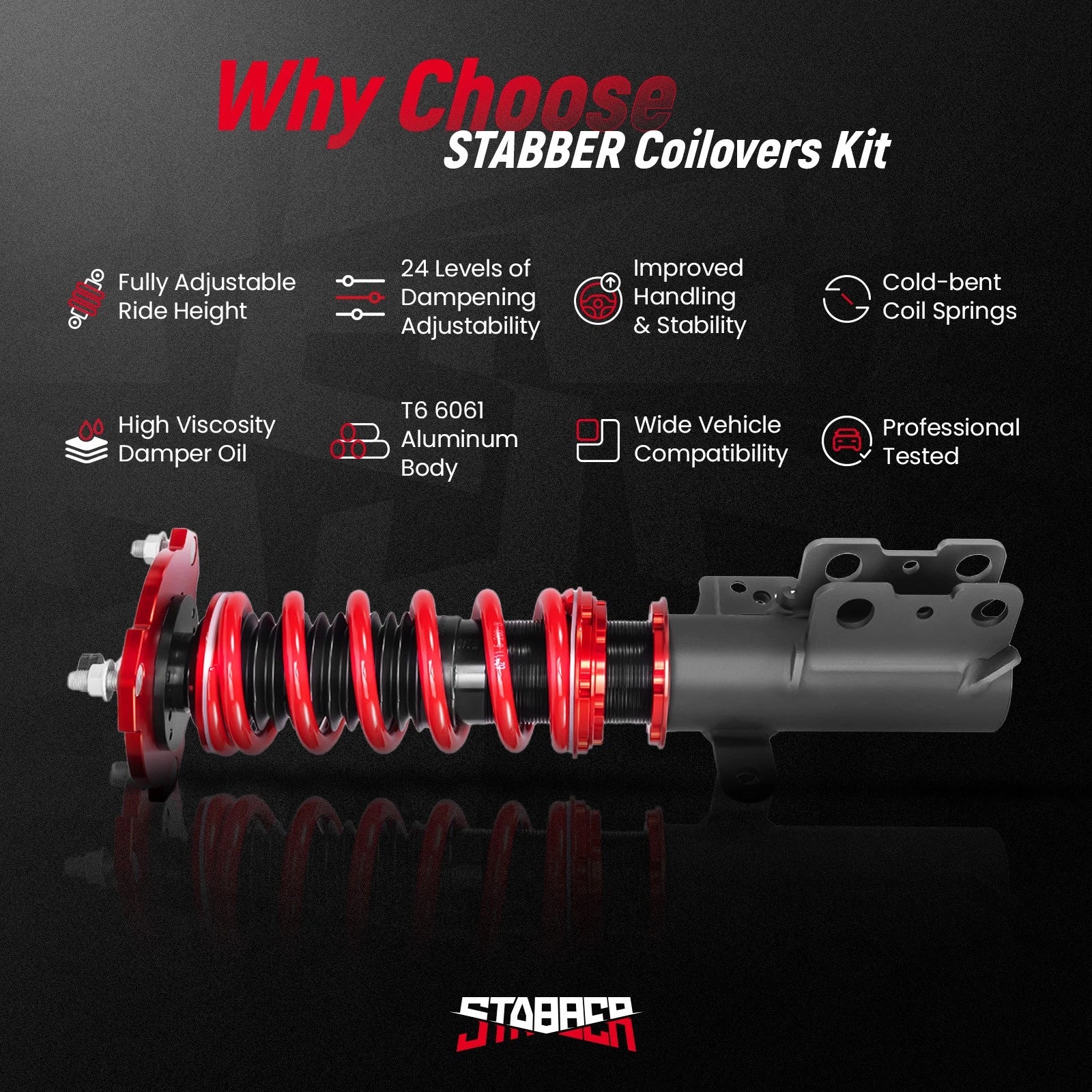 Stabber Coilovers 24 Way Suspension Kit for Toyota Camry (2018–2023)