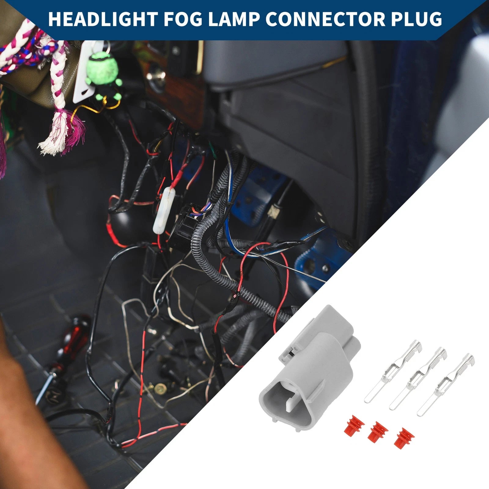3 Pin Headlight Fog Lamp Connector Plug Male for Toyota 