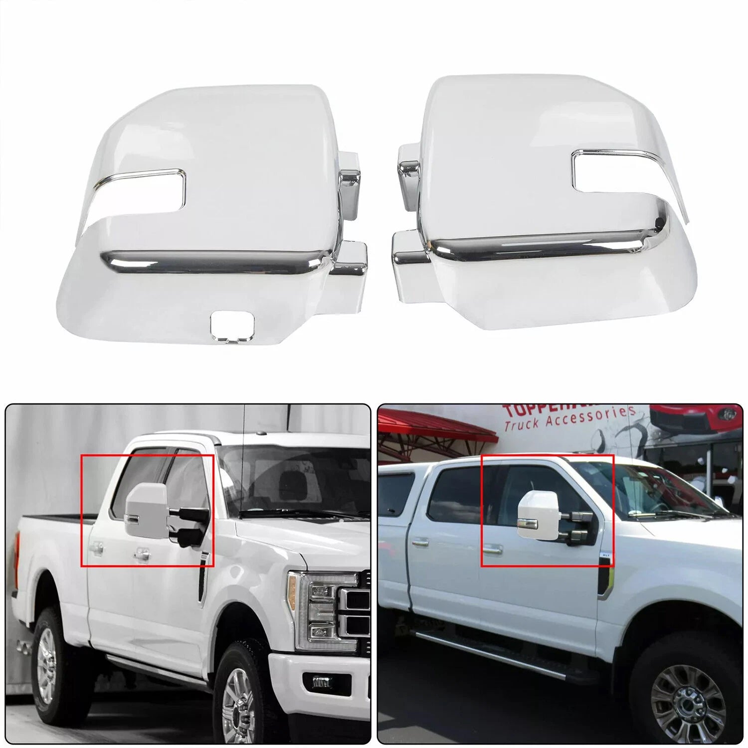 Chrome Mirror and Handle Cover for Ford F250 F350 Super Duty (2017–2022)