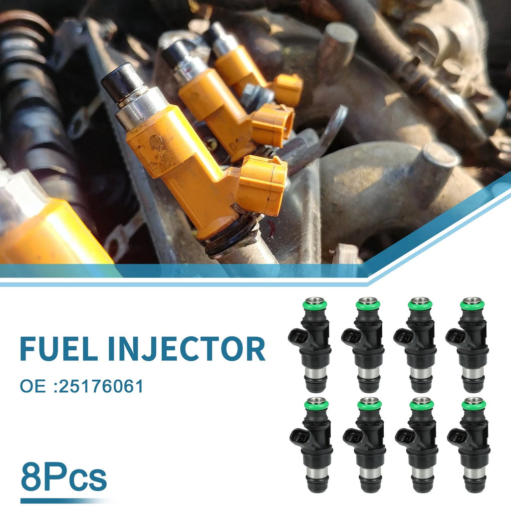 Set of 8 Fuel Injectors No. 25176061 for Chevy Silverado 2500 HD (2001–2006)