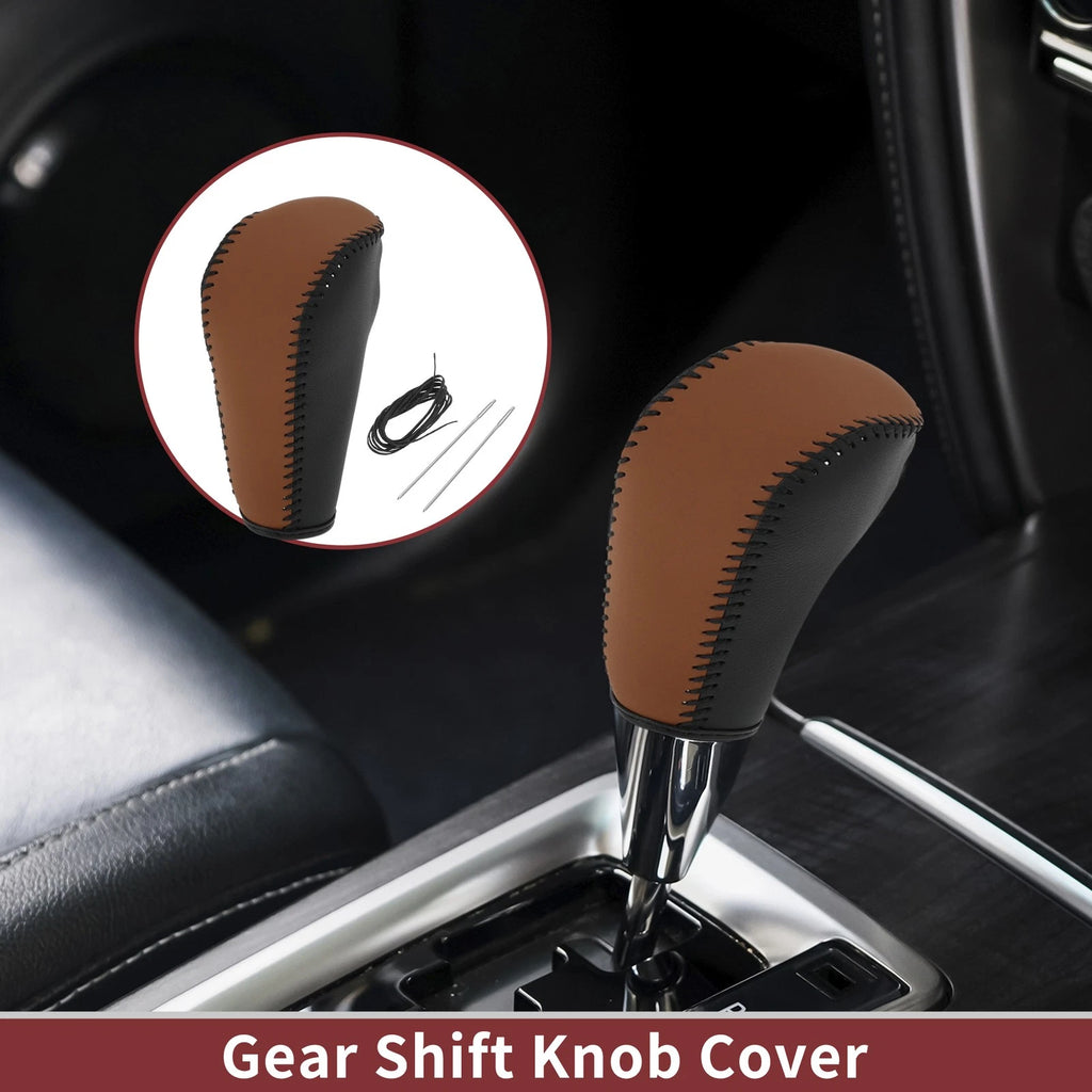 Gear Shift Knob Cover for BMW 3 Series E90 (2004–2012) Black Brown Faux Leather