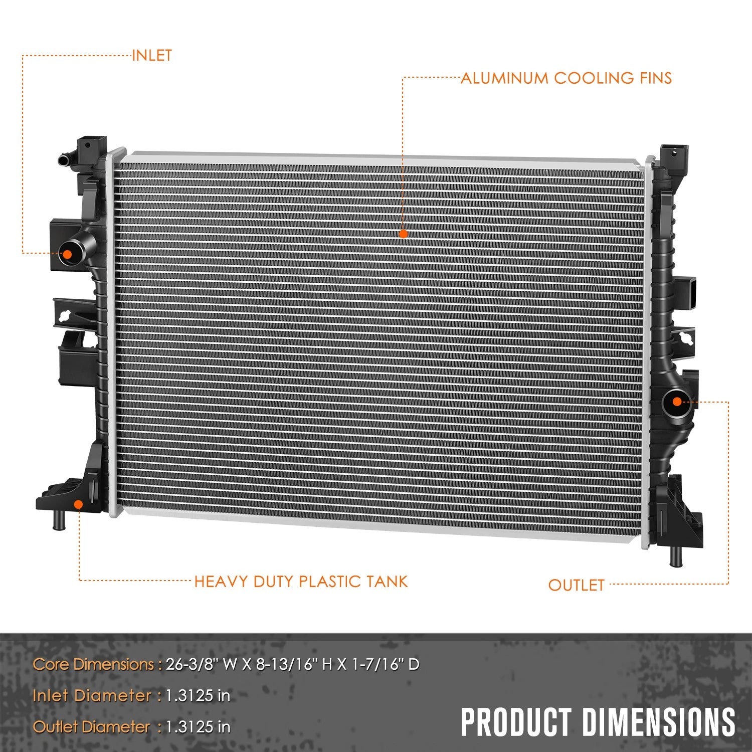 Aluminum Core Cooling Radiator DPI-13624 for Ford Focus 2.3T (2016–2018)