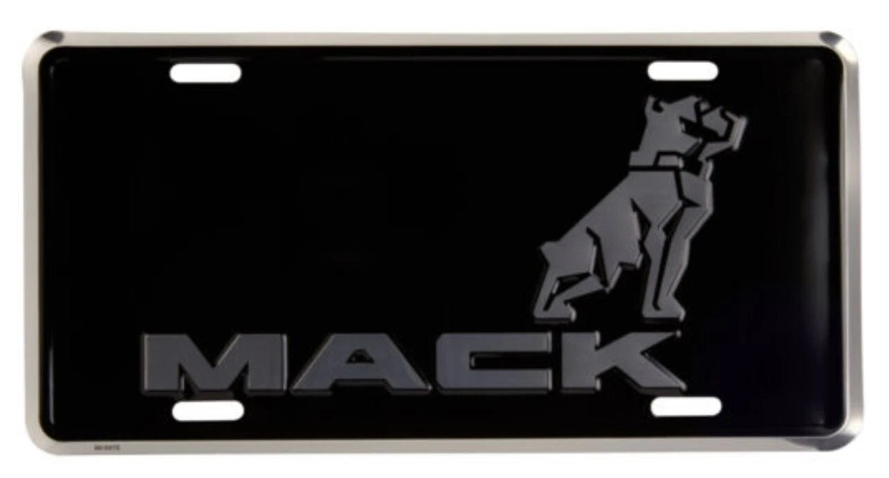 Mack Trucks Bulldog Aluminum Novelty License Plate (Black & Gray)