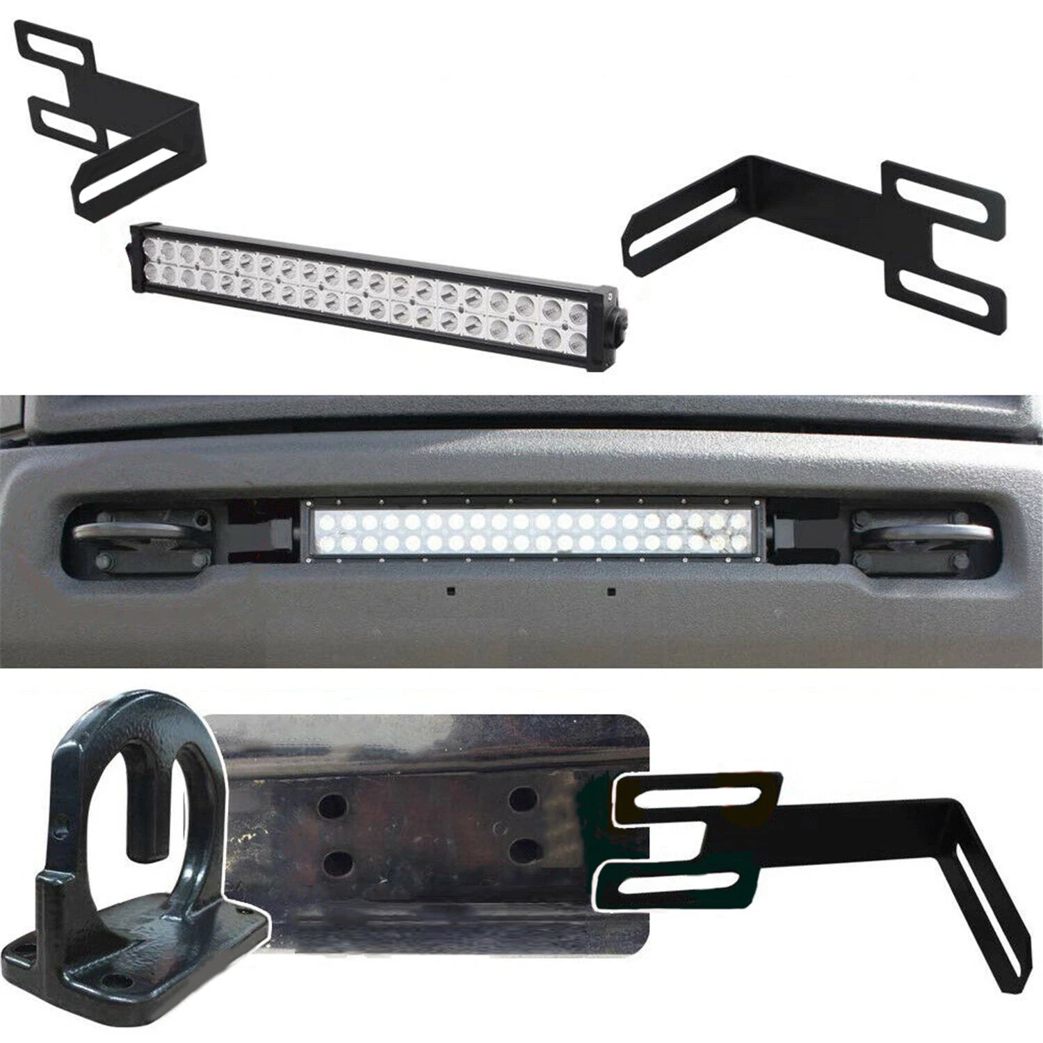 Hidden Bumper Grille Mounting Brackets for LED Light Bar (Fit 22" 32" 42")