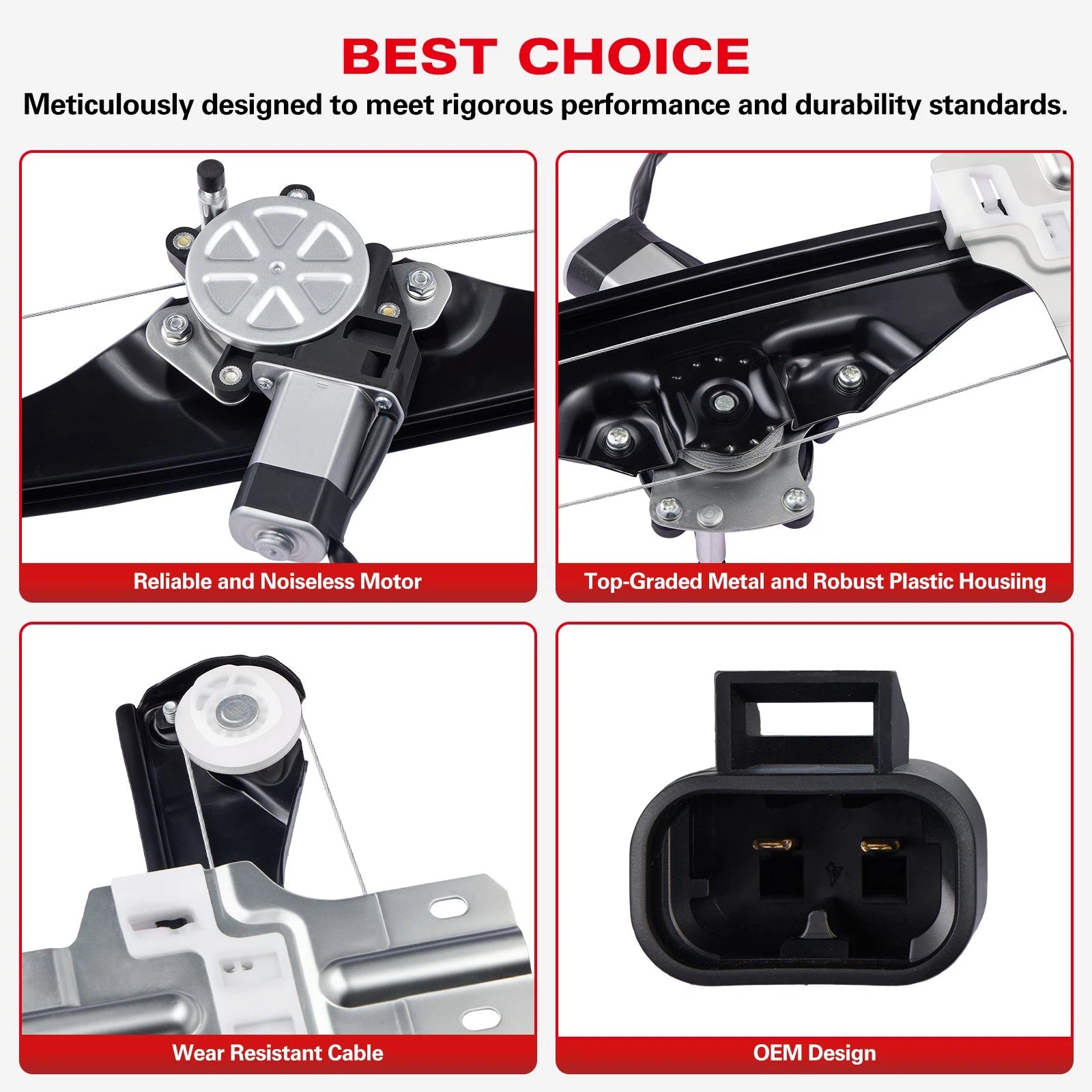Window Regulator for GMC Acadia (2007–2012) Front Right Passenger Side w/ Motor