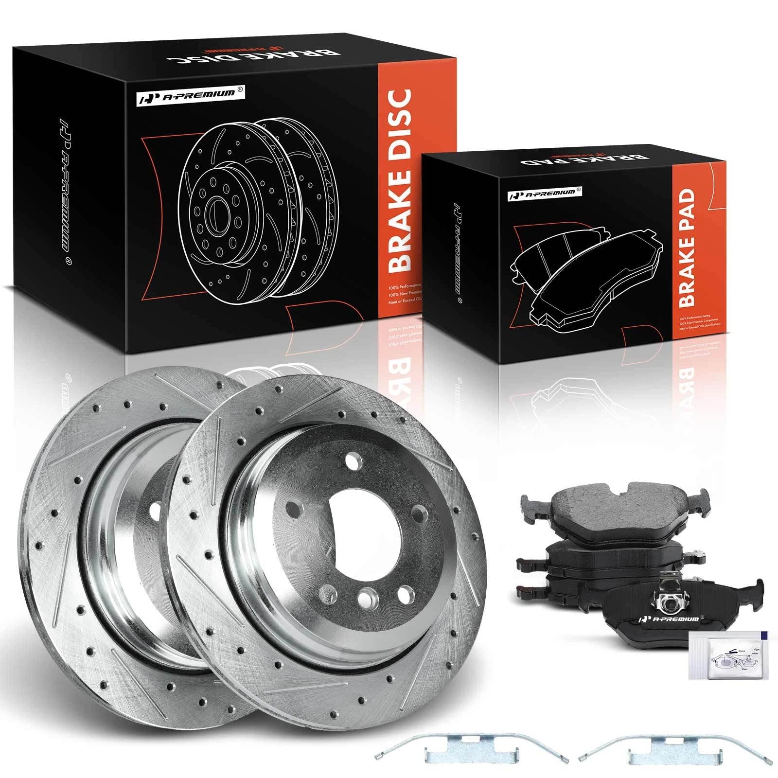 Rear Drilled Brake Rotor & Pad Set for BMW 325xi (2001–2005)