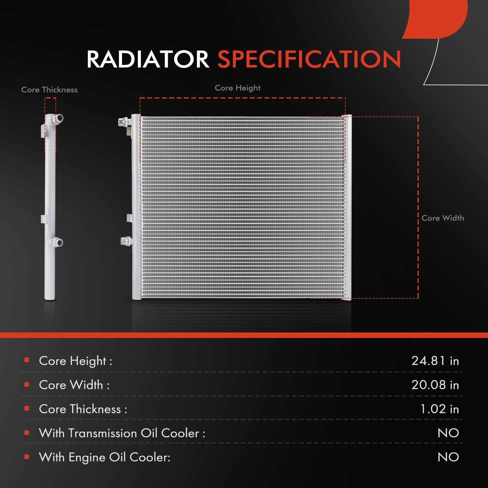 Radiator for BMW 530e, 530i xDrive, 740e xDrive, 745e (2017–2020)