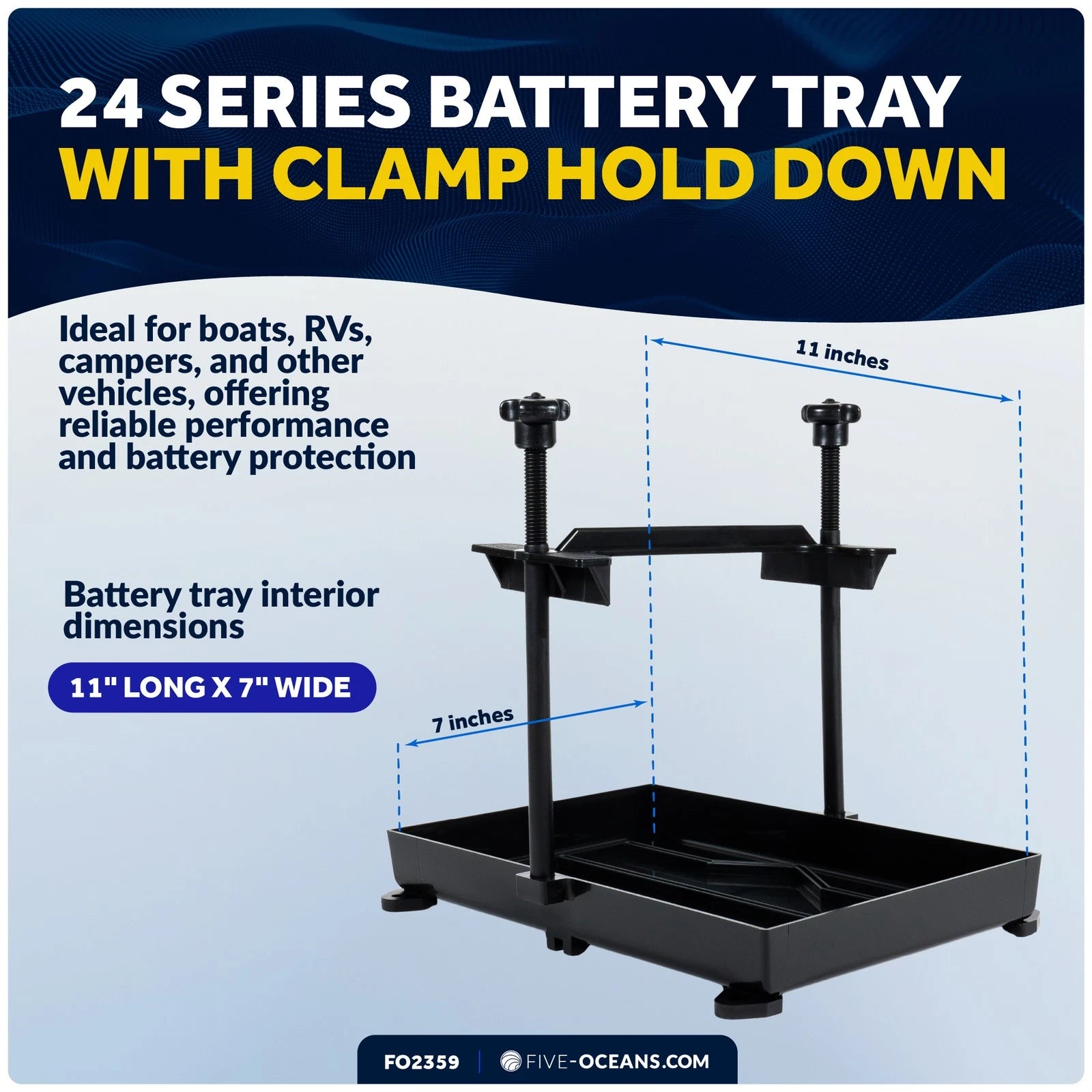 Battery Trays with Clamp Hold Down for Five Oceans FO-2359